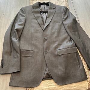 Salvatore Exte Gray Plaid Solid 2 Button Double Vent Blazer Men’s 36 R